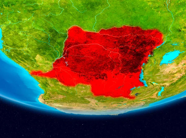 Satellitbild av demokratiska republiken Kongo i rött — Stockfoto