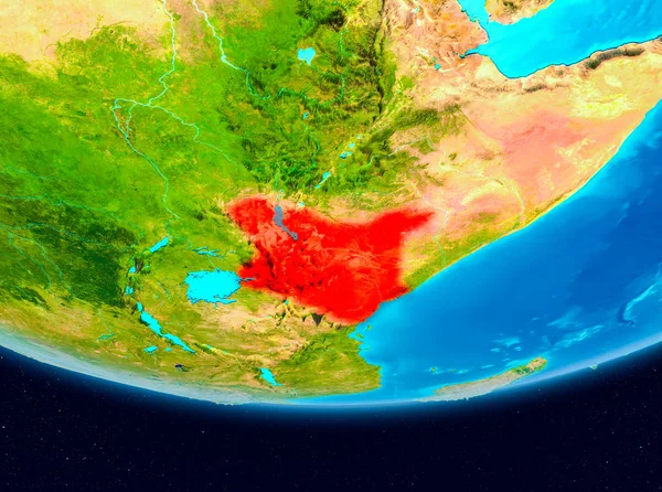 Satellitbild av Kenya i rött — Stockfoto