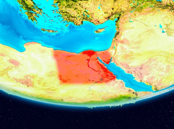 Vista satélite do Egito em vermelho — Fotografia de Stock