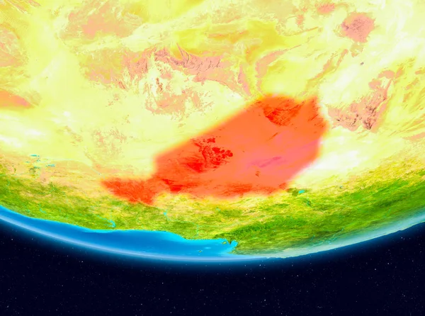 Widok satelitarny Nigru w kolorze czerwonym — Zdjęcie stockowe