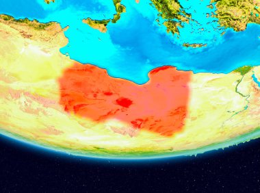 Libya Uydu görünümünde kırmızı