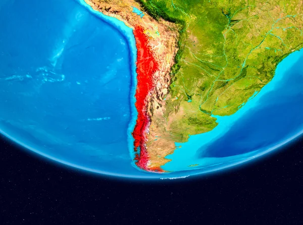 Вигляд з супутника Чилі в червоний колір — стокове фото