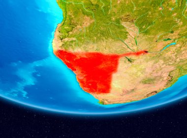 Kırmızı Namibya uydu görünümü