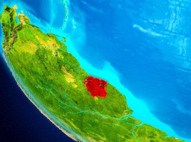 Surinam uzaydan Dünya üzerinde