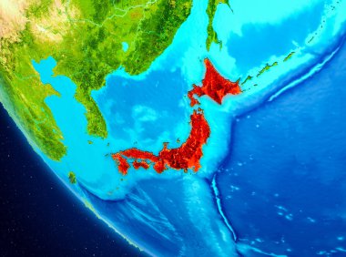 Uzaydan Dünya üzerinde Japonya