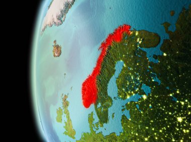 Norveç yeryüzünde görünümünü akşam