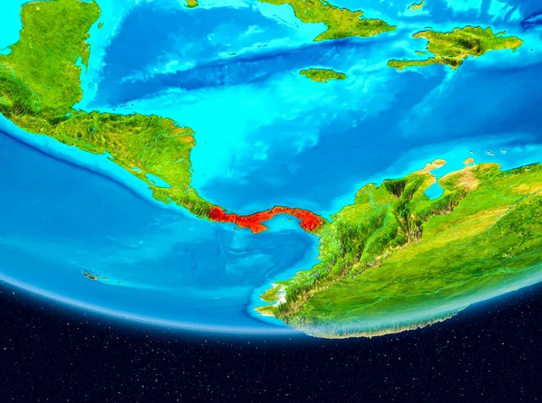 Вигляд з супутника Панами червоним кольором — стокове фото