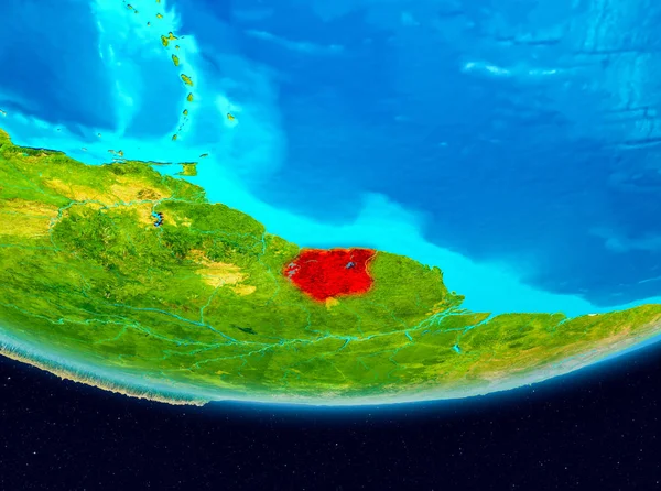 Вид на Суринам красным цветом — стоковое фото