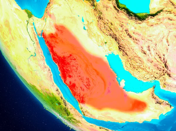 Saudi arabien auf globus aus dem raum — Stockfoto