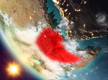 Günbatımı Etiyopya dünya üzerinde yukarıda