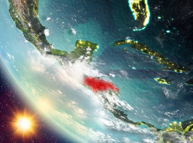 Günbatımı Honduras yeryüzünde yukarıda