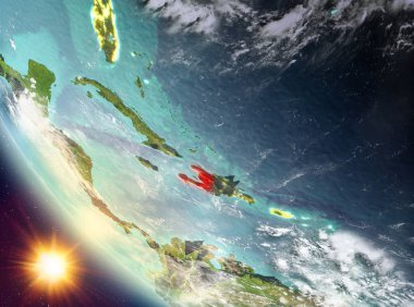 Günbatımı Haiti Dünya üzerinde yukarıda