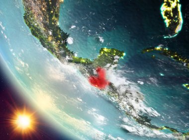 Guatemala yeryüzünde yukarıda günbatımı