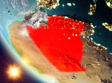 Günbatımı Cezayir dünya üzerinde yukarıda