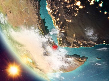 Cibuti yeryüzünde yukarıda günbatımı