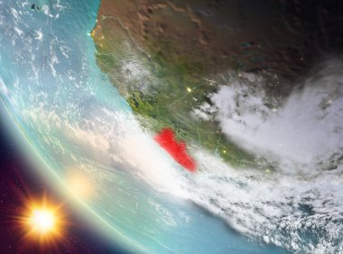 Liberya yeryüzünde yukarıda günbatımı