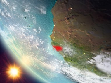 Gine-Bissau yeryüzünde yukarıda günbatımı