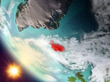 Günbatımı İzlanda yeryüzünde yukarıda
