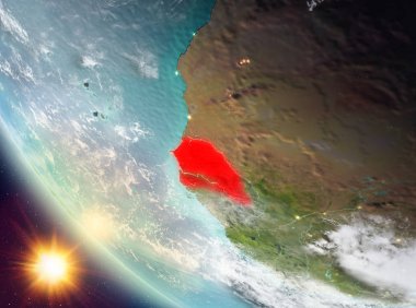 Günbatımı Senegal yeryüzünde yukarıda