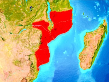 Mozambik dünya üzerindeki kırmızı