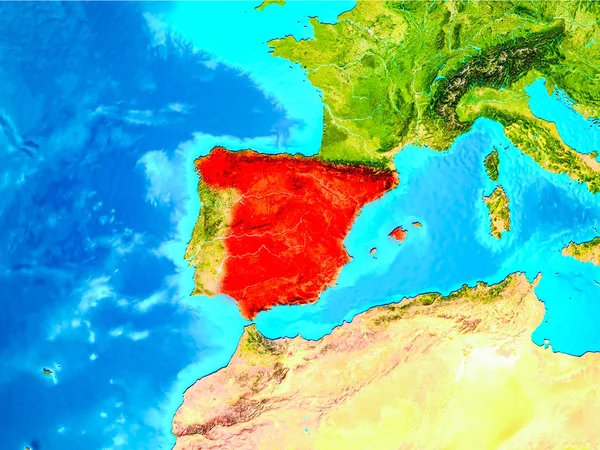 Spanien in Rot auf Erden — Stockfoto