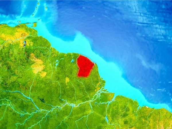 Französischer Guiana in Rot auf der Erde — Stockfoto