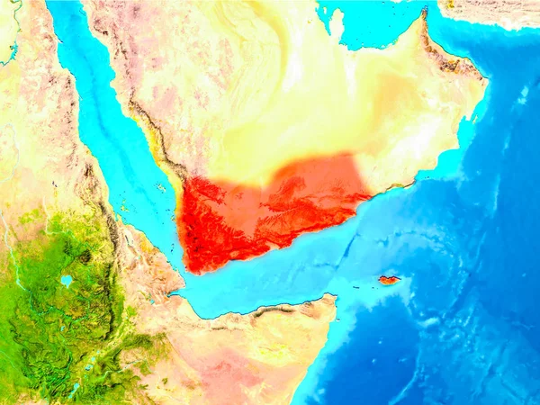 Iêmen em vermelho na Terra — Fotografia de Stock