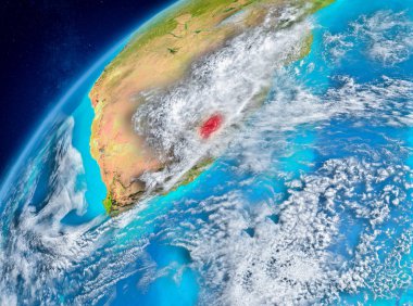 Lesotho alanı görünümünü kırmızı