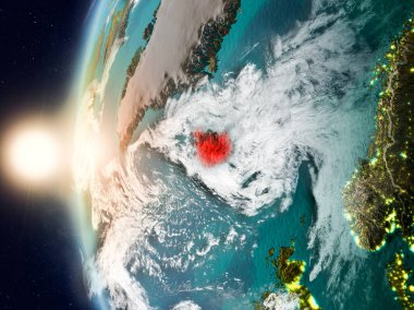 Yeryüzünde günbatımı sırasında İzlanda