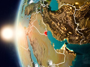 Yeryüzünde günbatımı sırasında Kuveyt