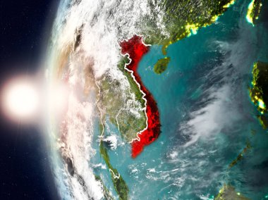 Yeryüzünde günbatımı sırasında Vietnam
