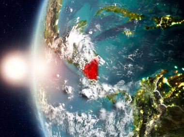 Yeryüzünde günbatımı sırasında Nikaragua