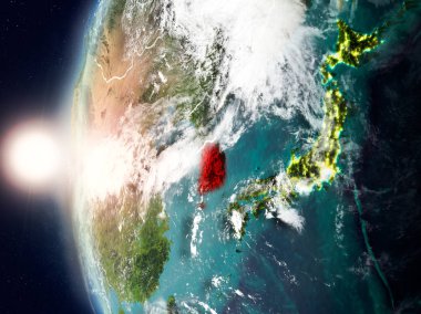 Günbatımı Güney Kore'de yeryüzünde