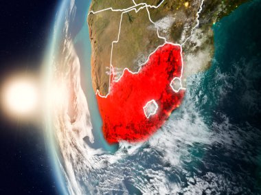 Gün batımı sırasında Güney Afrika Dünya üzerindeki