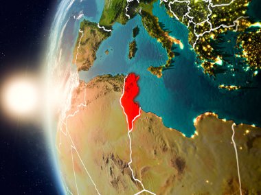 Yeryüzünde günbatımı sırasında Tunus