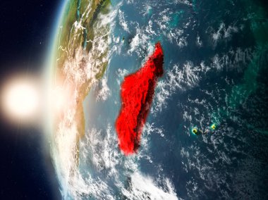 Yeryüzünde günbatımı sırasında Madagaskar