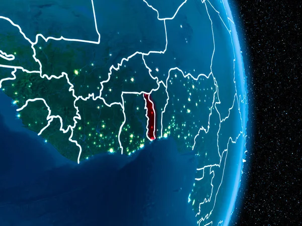 Togo i rött på natten — Stockfoto