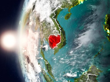 Yeryüzünde günbatımı sırasında Kamboçya