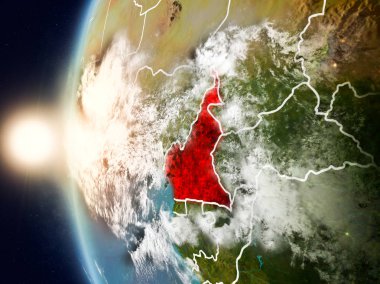Yeryüzünde günbatımı sırasında Kamerun
