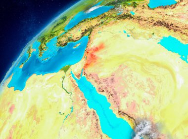 Ürdün alan görünümünde kırmızı