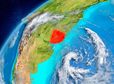 Uruguay alan görünümünde kırmızı