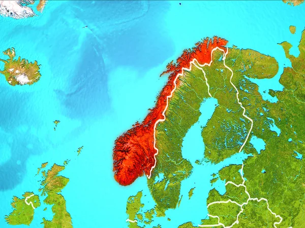 Mapa da Noruega — Fotografia de Stock