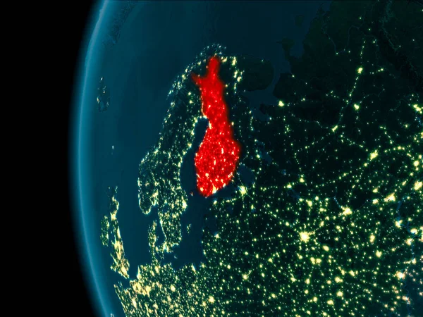 Vista noturna da Finlândia — Fotografia de Stock