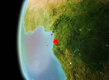 Ekvator Ginesi yeryüzünde görünümünü akşam