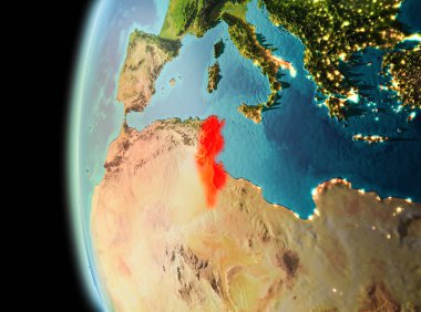 Tunus dünya üzerindeki görünümünü akşam