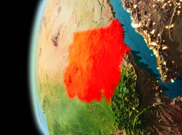 Вечір, вид Судан на землі — стокове фото