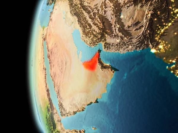 Vista nocturna de los Emiratos Árabes Unidos en la Tierra —  Fotos de Stock