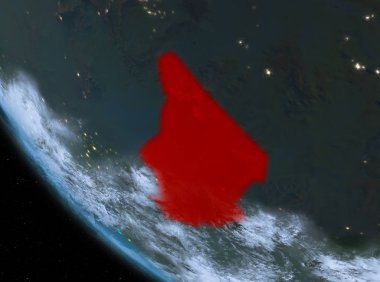 Yeryüzünde Çad'ın gece görünümü