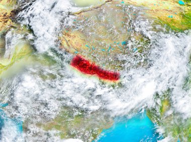 Nepal dünya üzerindeki kırmızı