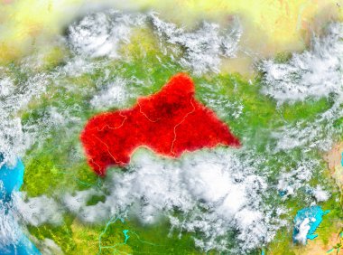 Orta Afrika'da Dünya üzerindeki kırmızı